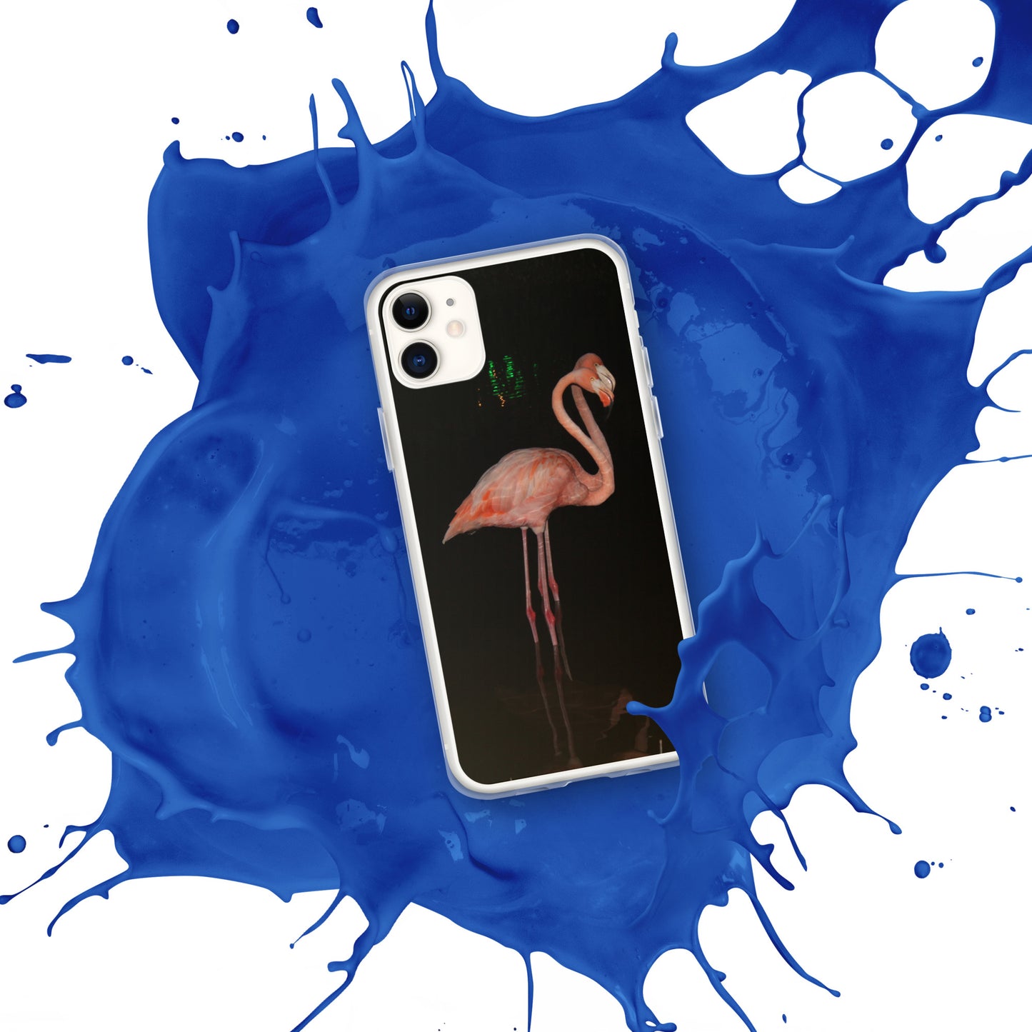 Flamingo couple at night iPhone Case