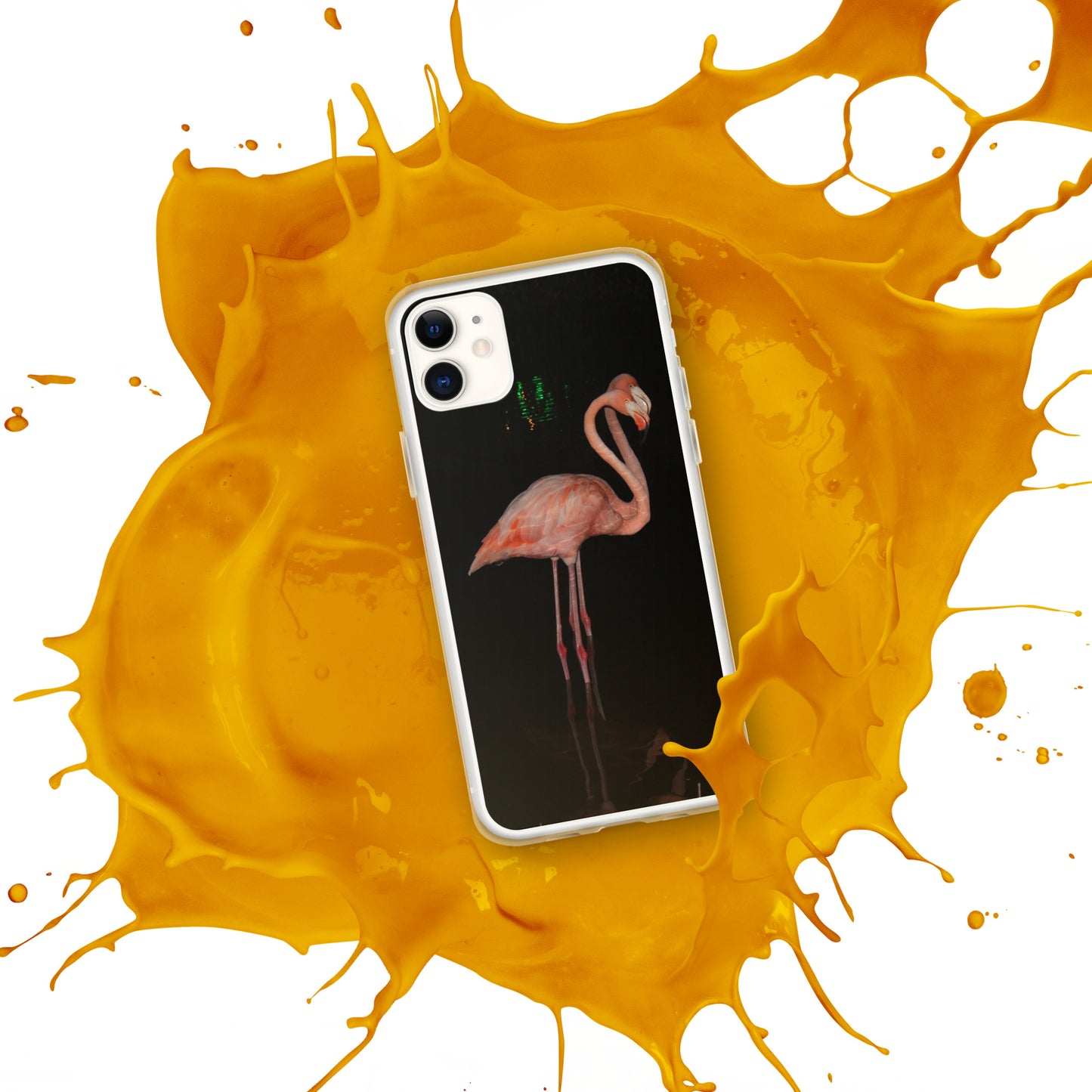 Flamingo couple at night iPhone Case