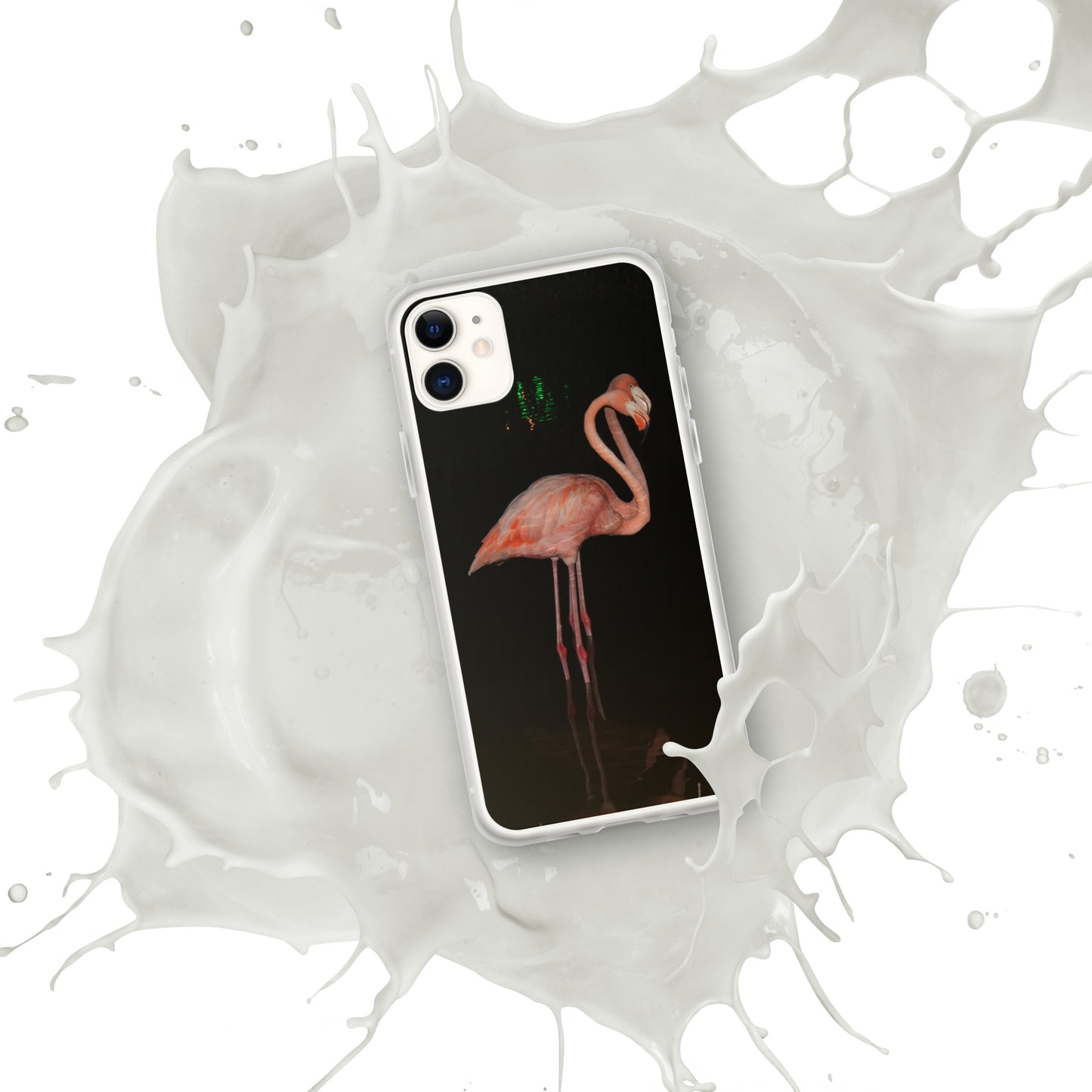 Flamingo couple at night iPhone Case