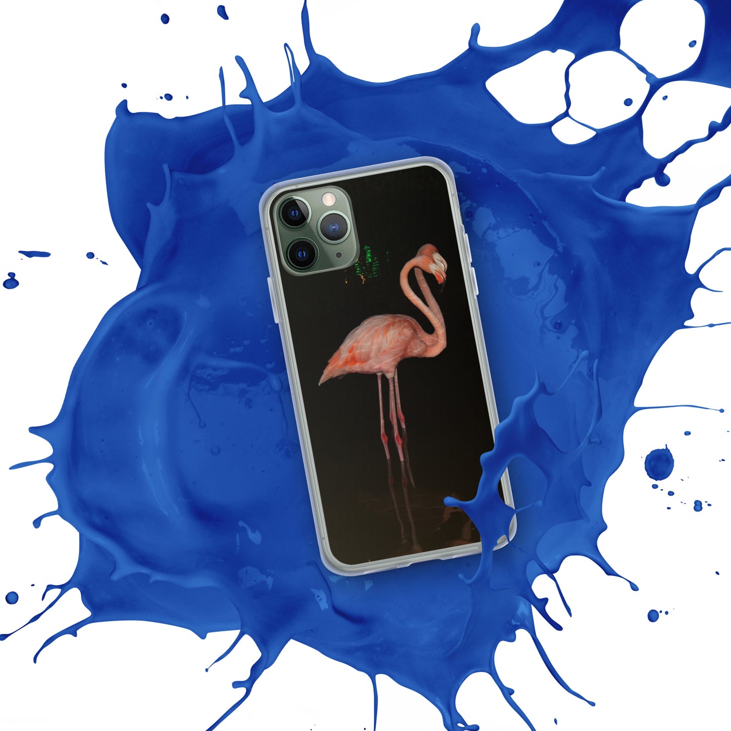 Flamingo couple at night iPhone Case