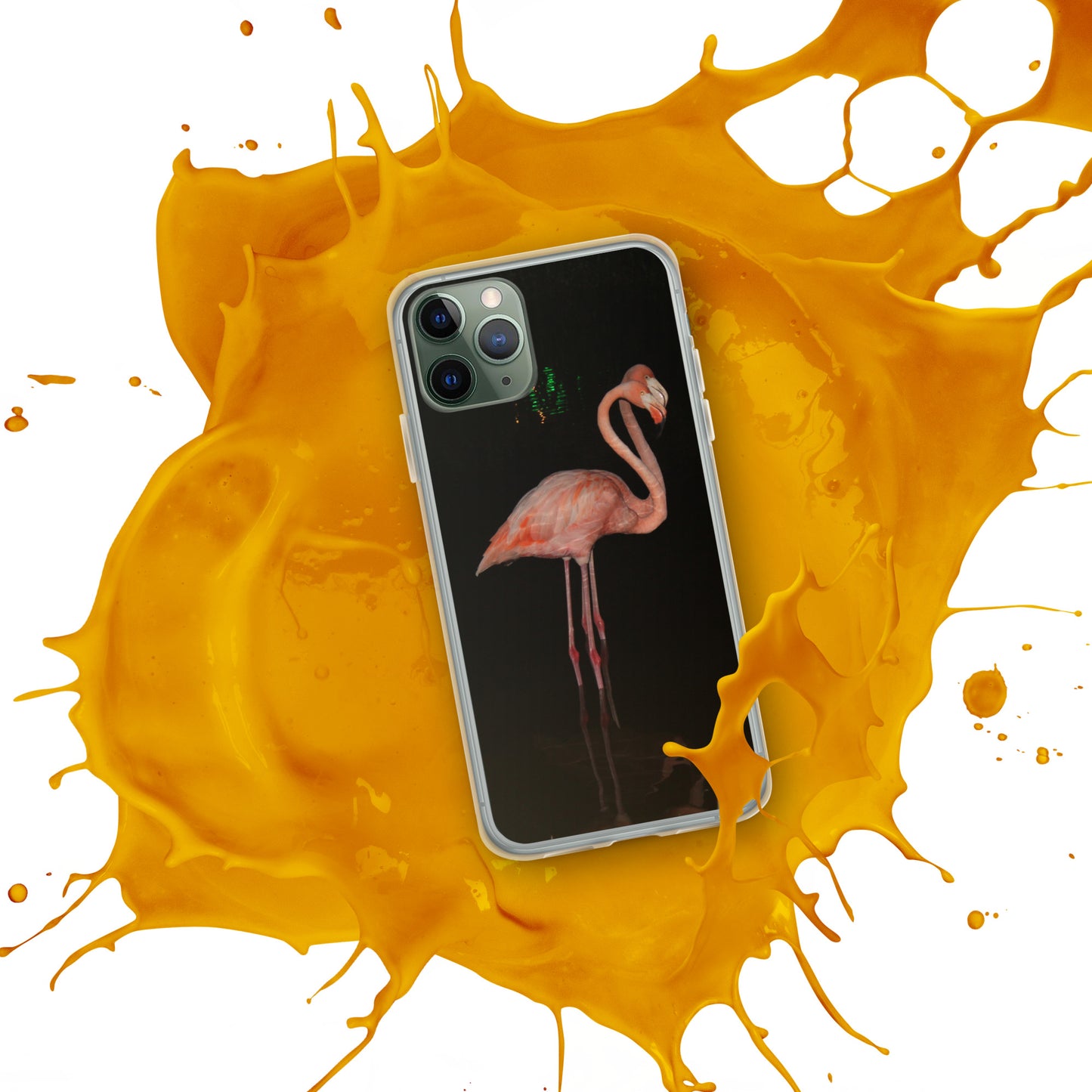 Flamingo couple at night iPhone Case