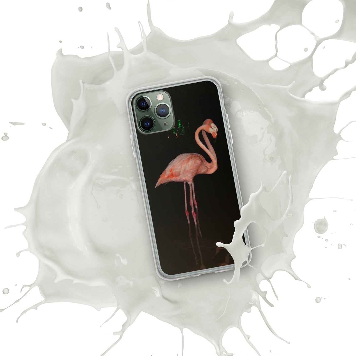 Flamingo couple at night iPhone Case