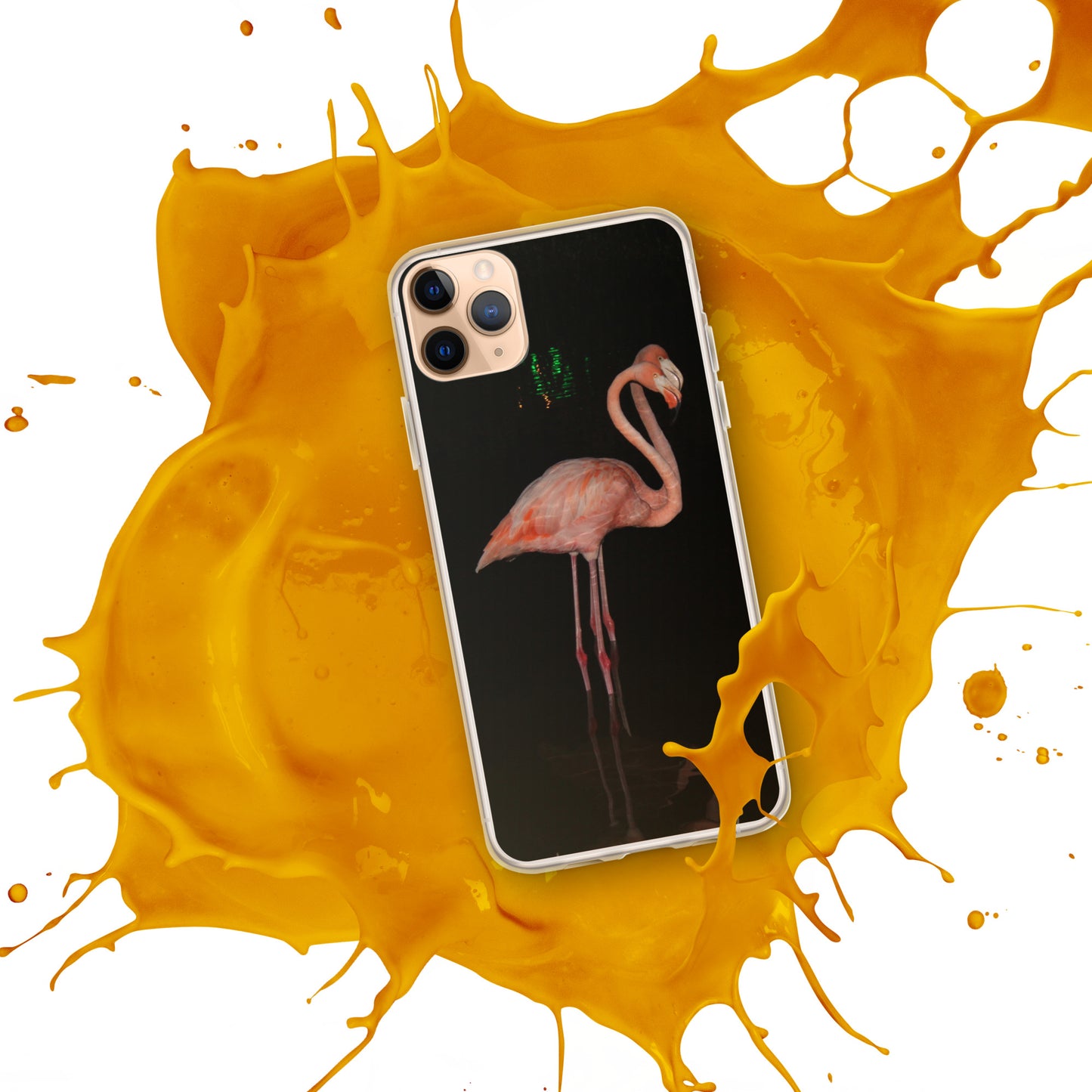 Flamingo couple at night iPhone Case