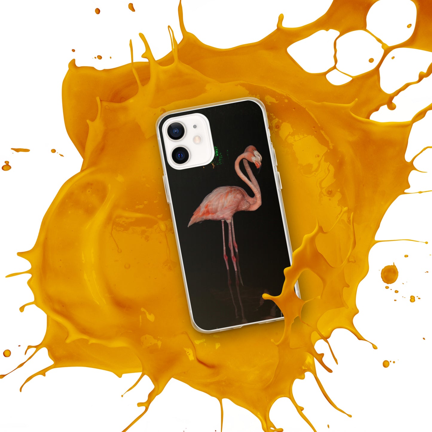 Flamingo couple at night iPhone Case