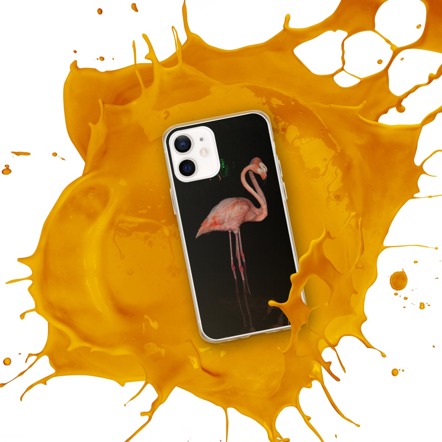 Flamingo couple at night iPhone Case