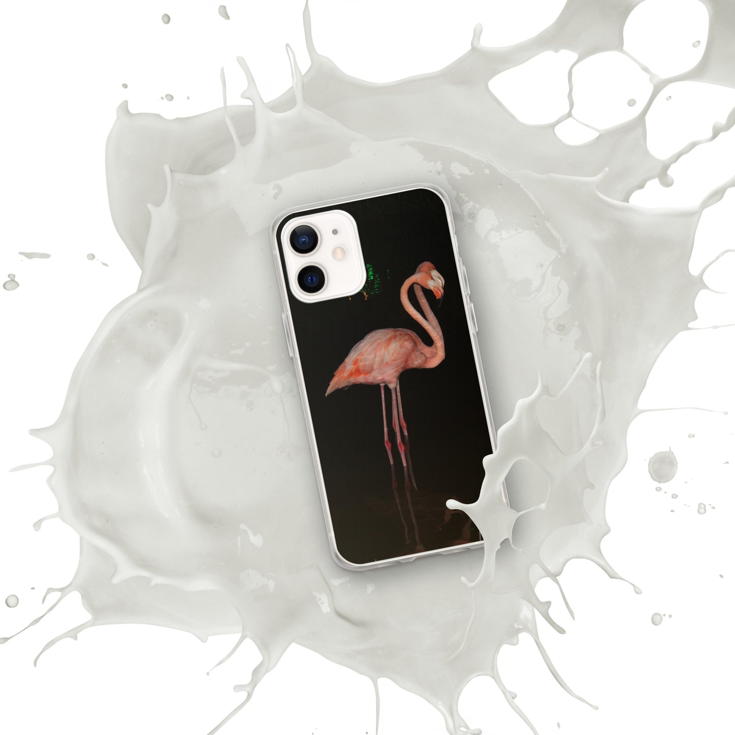 Flamingo couple at night iPhone Case