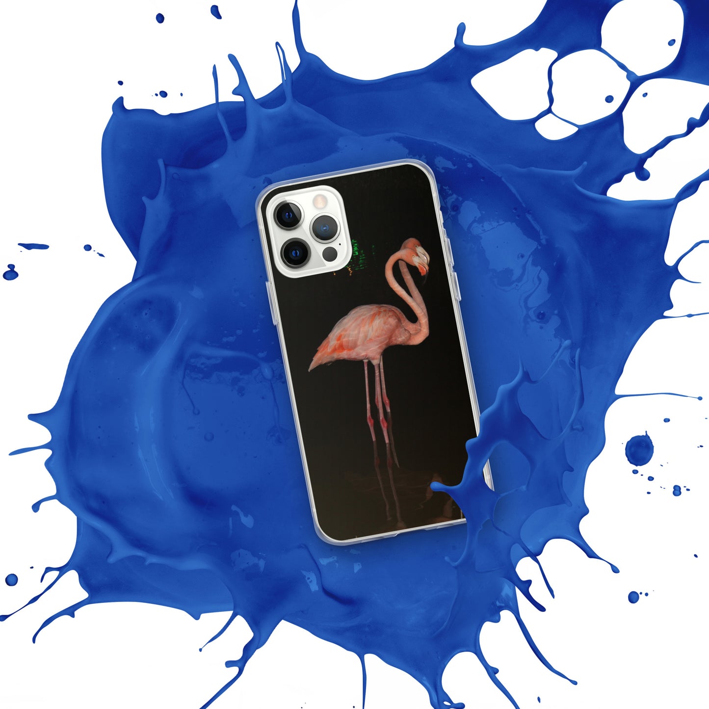 Flamingo couple at night iPhone Case