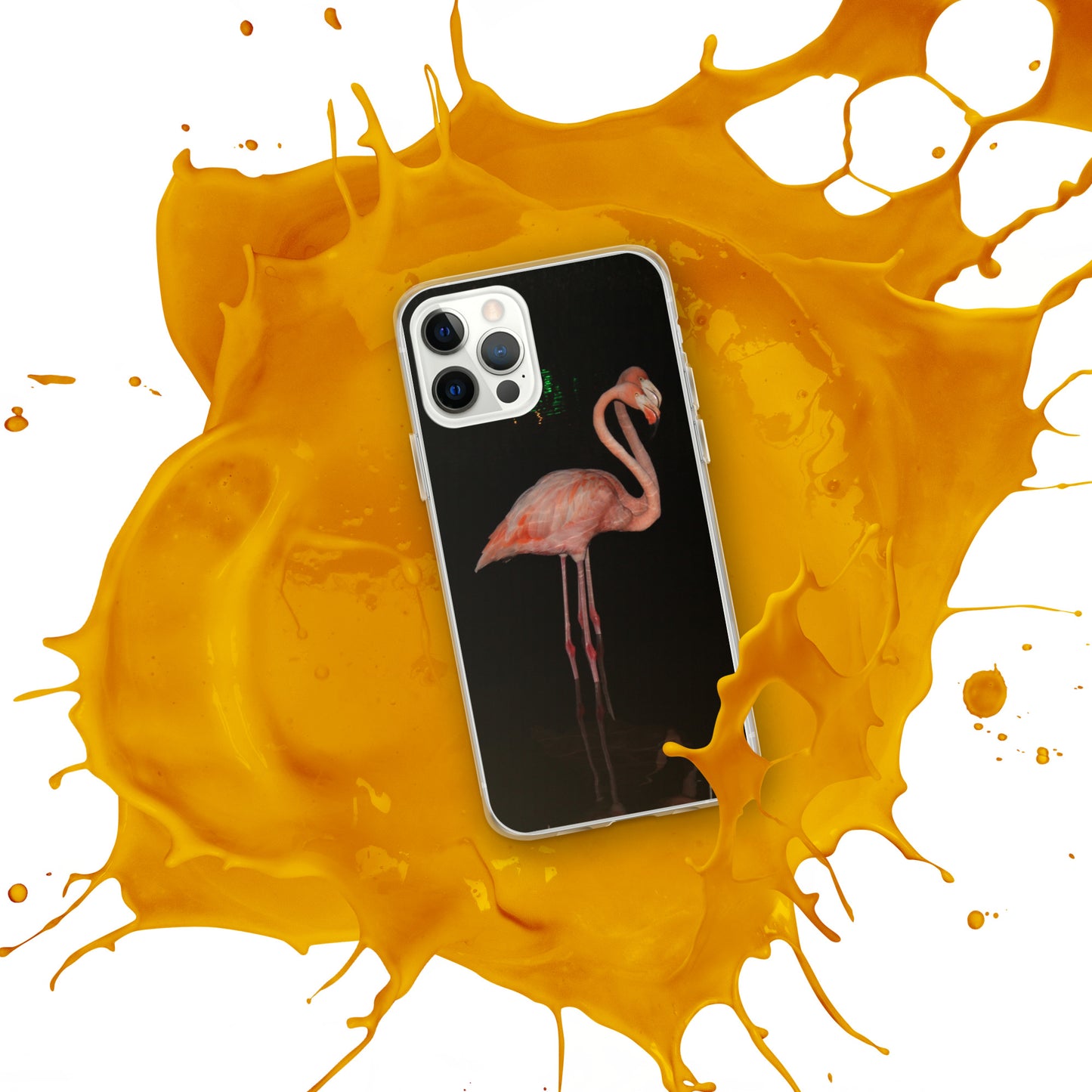 Flamingo couple at night iPhone Case