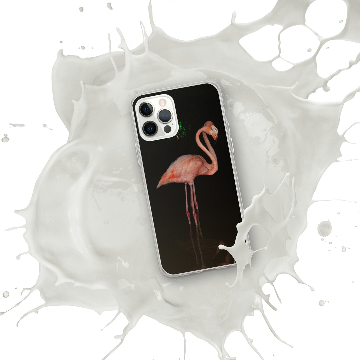 Flamingo couple at night iPhone Case