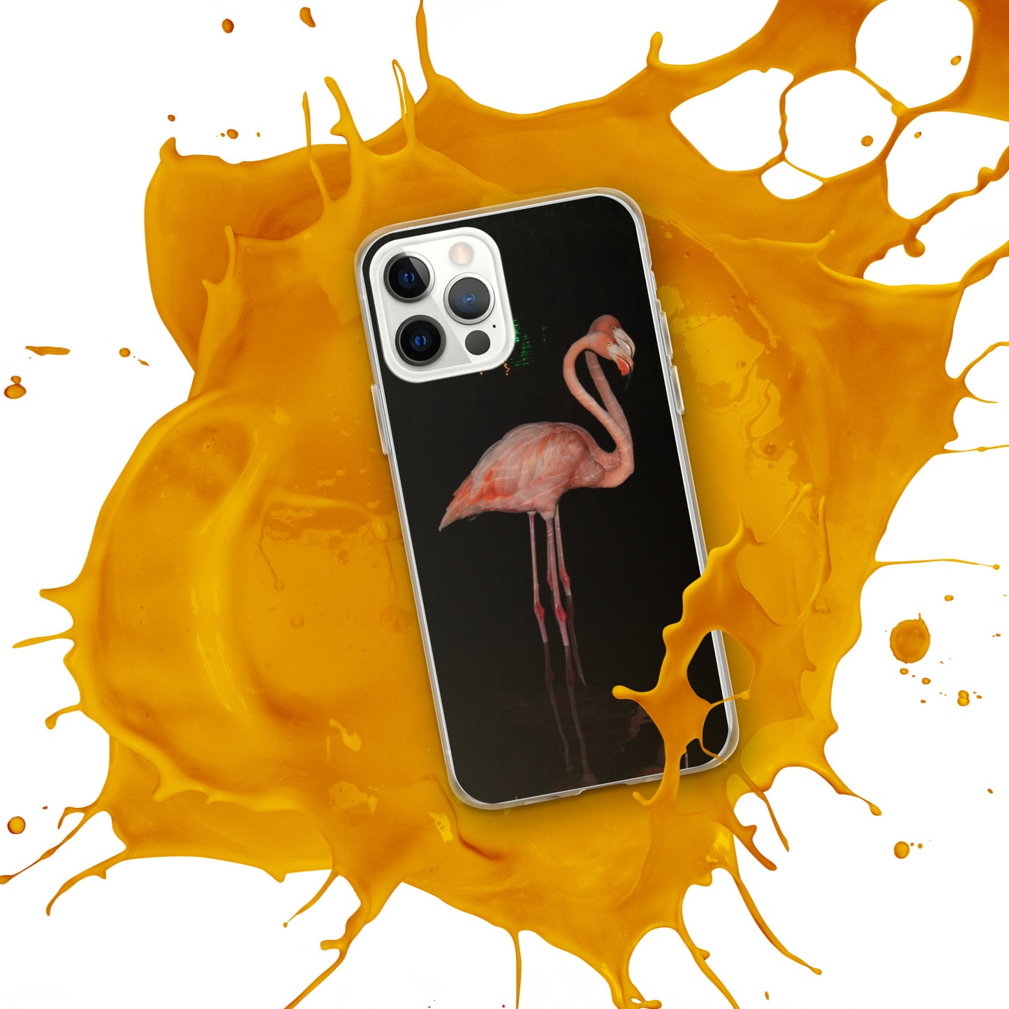 Flamingo couple at night iPhone Case