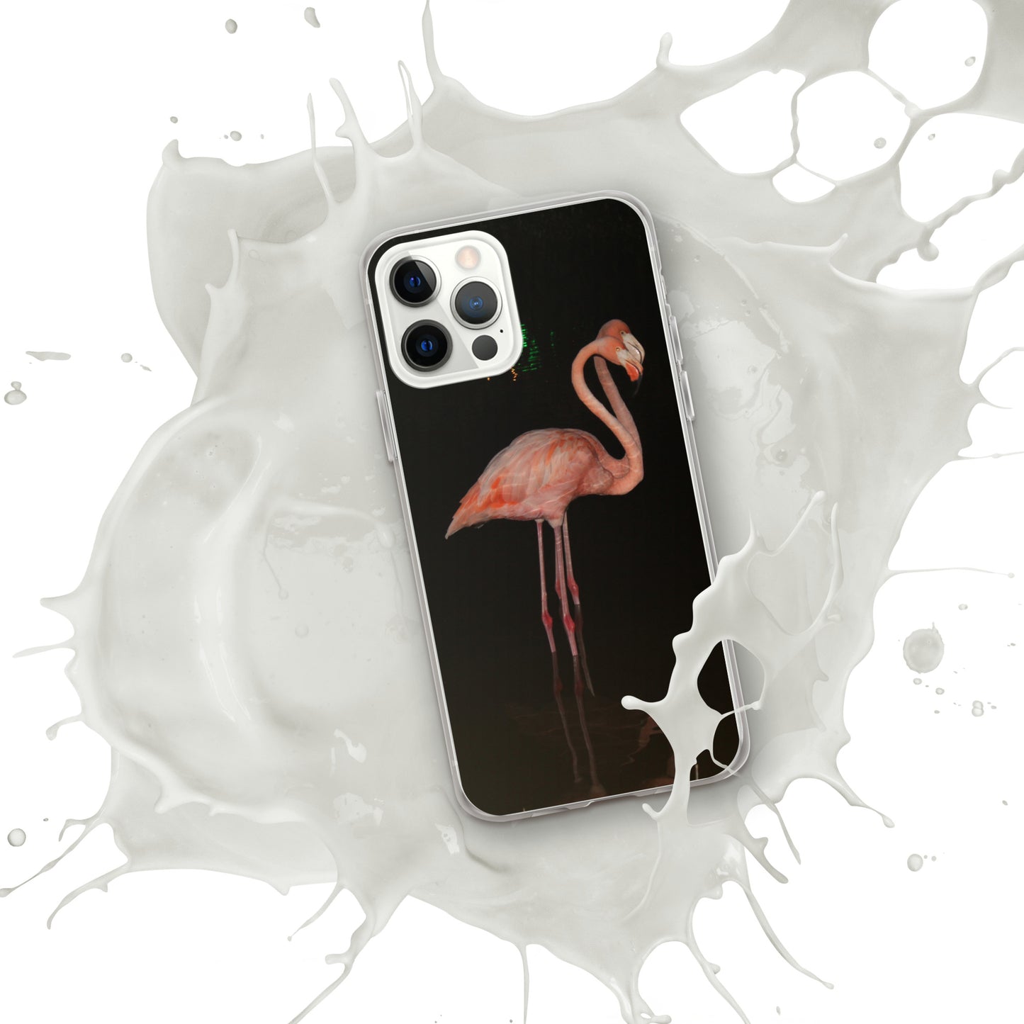 Flamingo couple at night iPhone Case