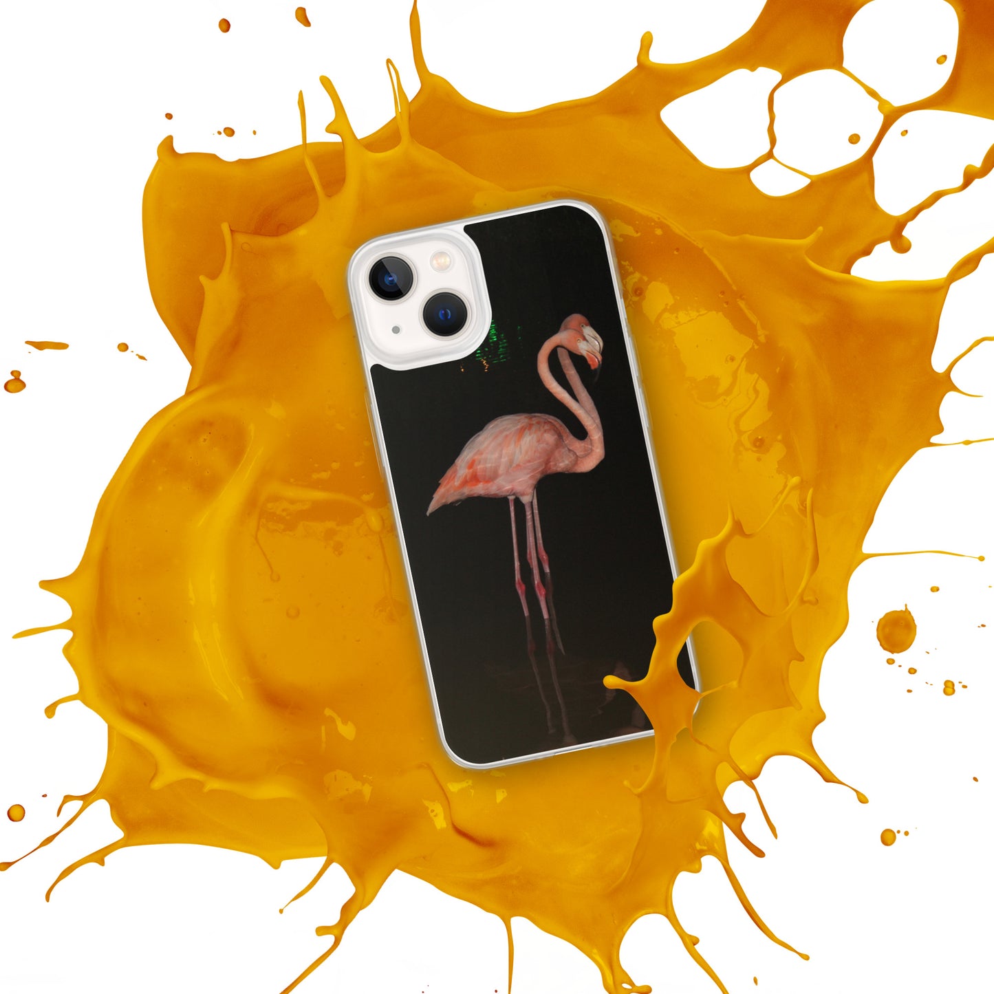 Flamingo couple at night iPhone Case