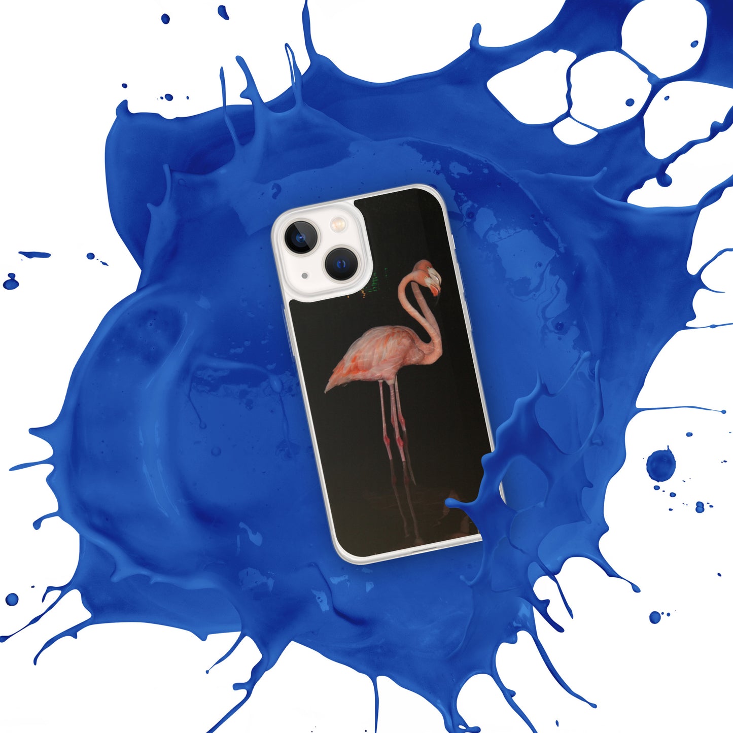 Flamingo couple at night iPhone Case