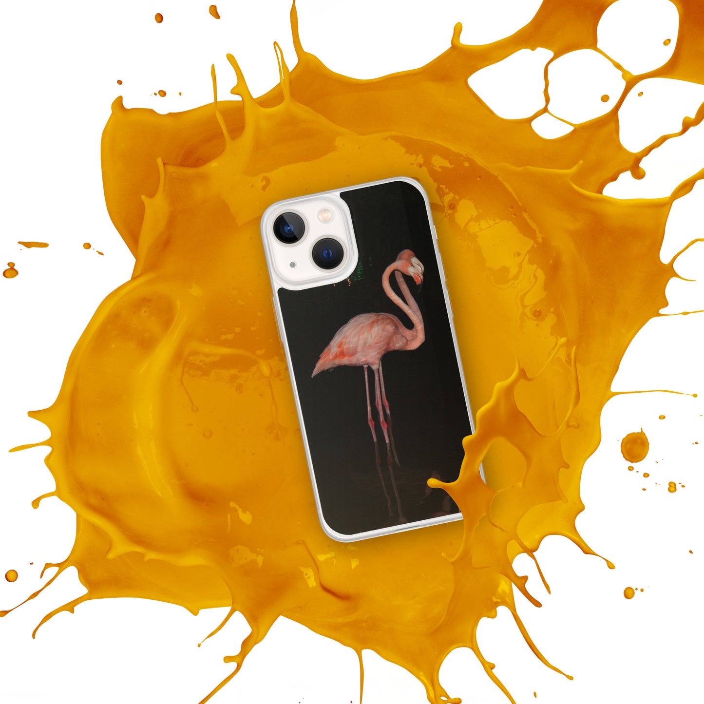 Flamingo couple at night iPhone Case