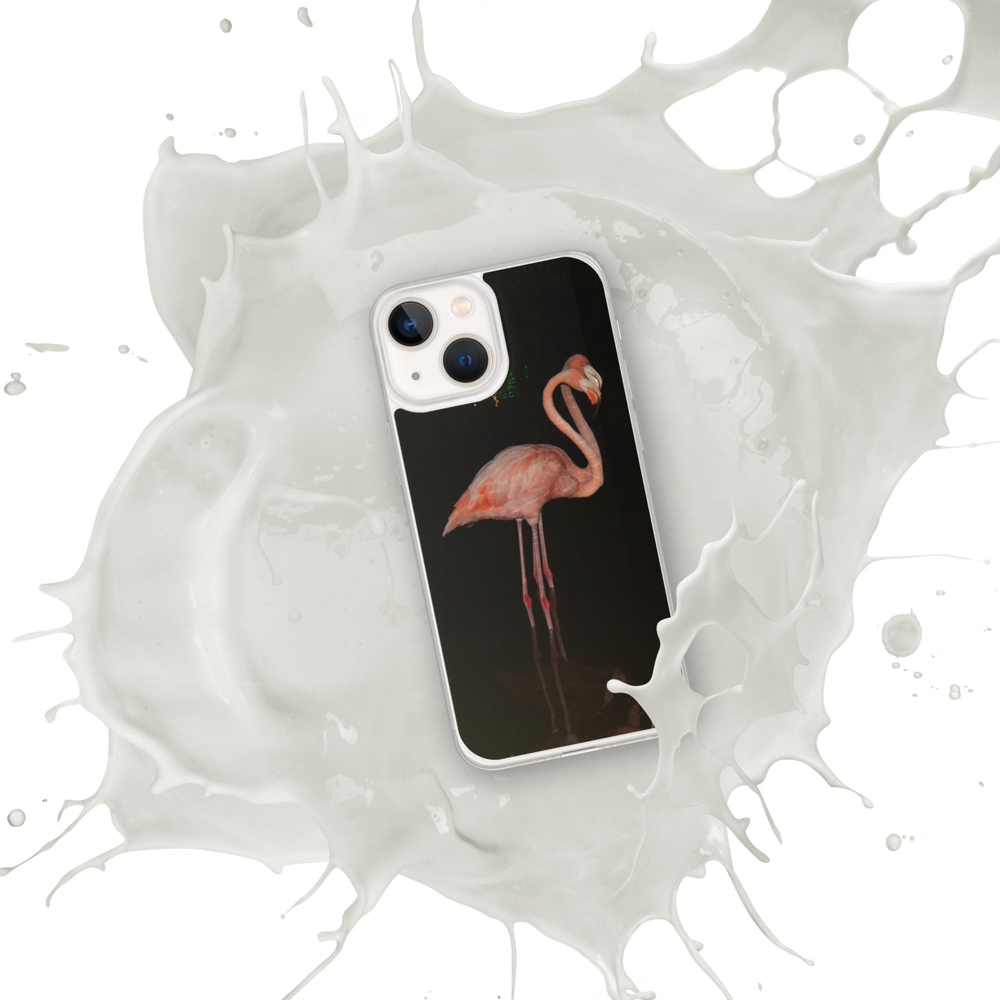 Flamingo couple at night iPhone Case