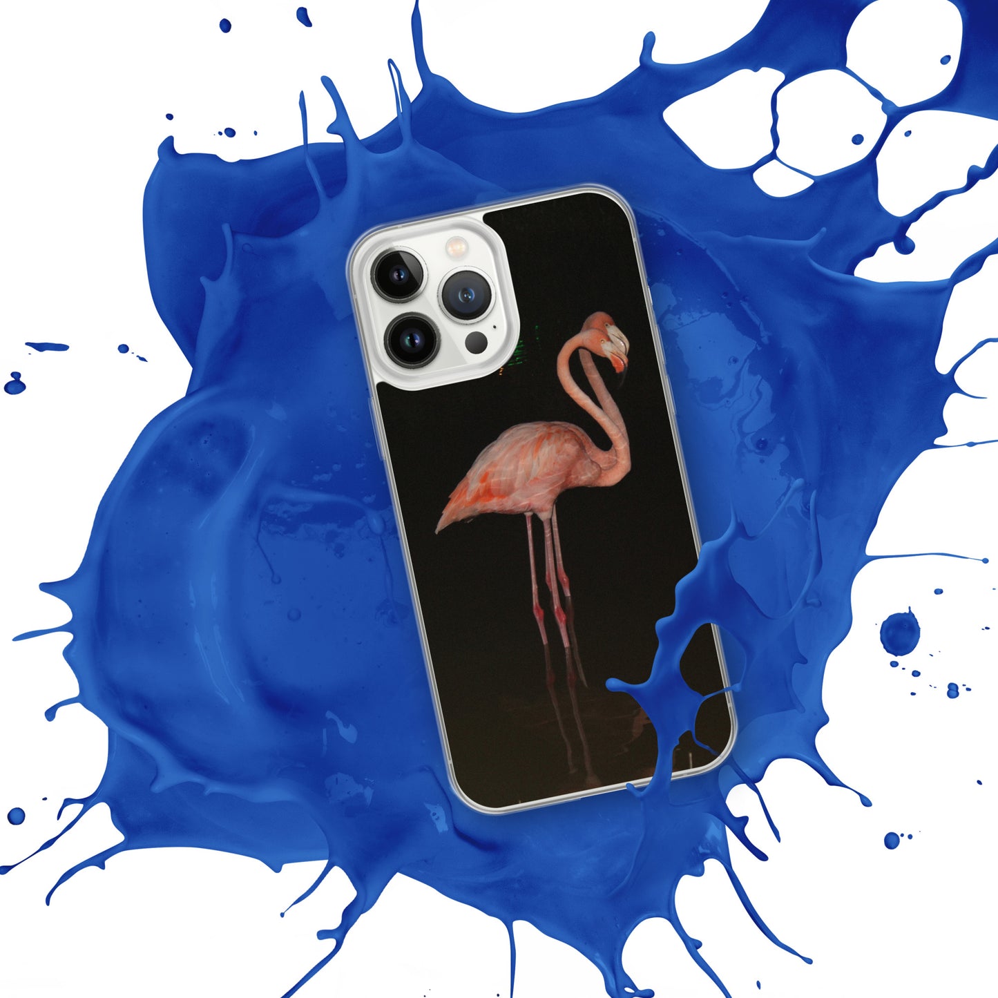 Flamingo couple at night iPhone Case