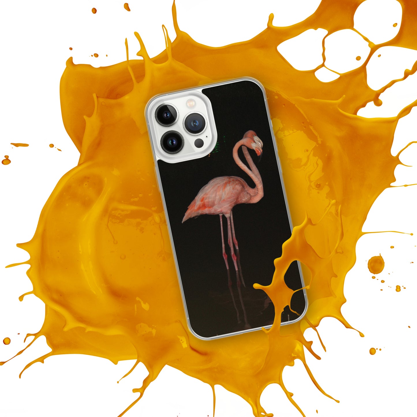 Flamingo couple at night iPhone Case