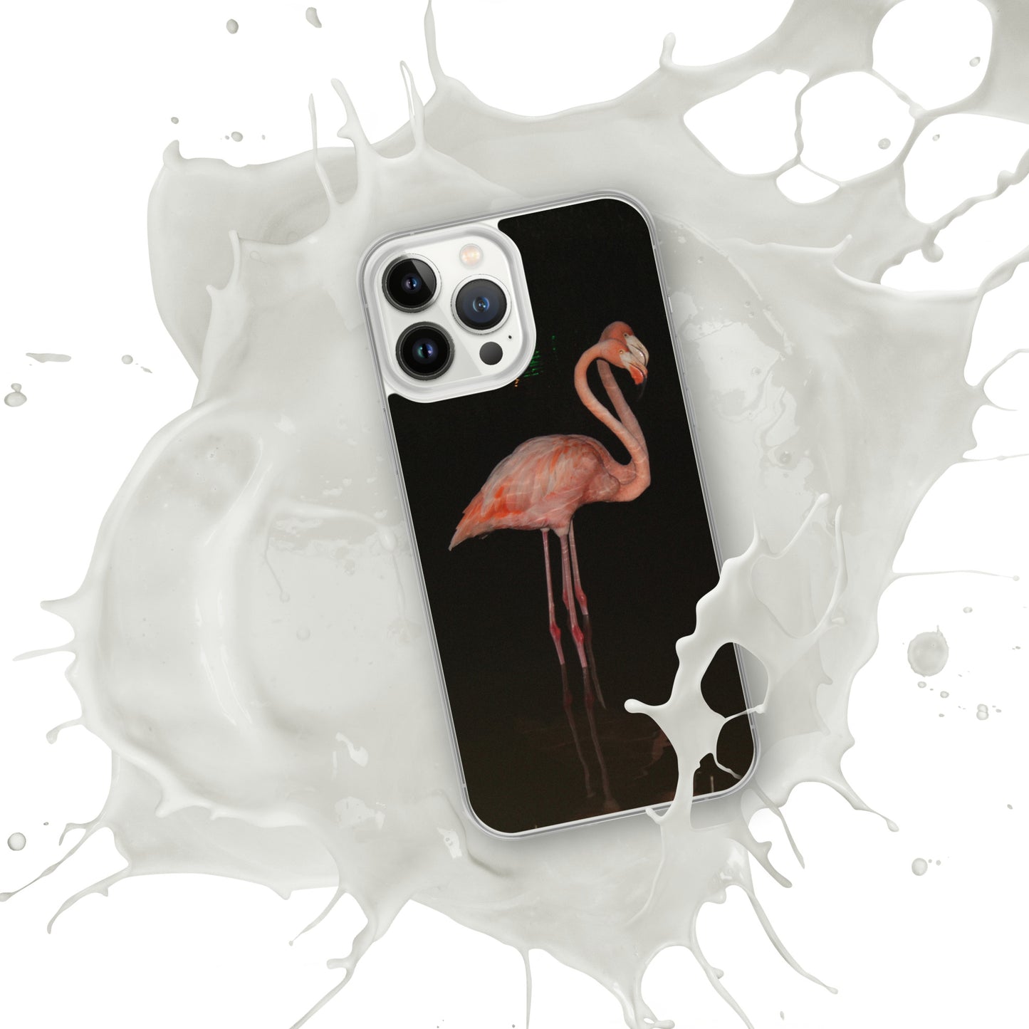 Flamingo couple at night iPhone Case