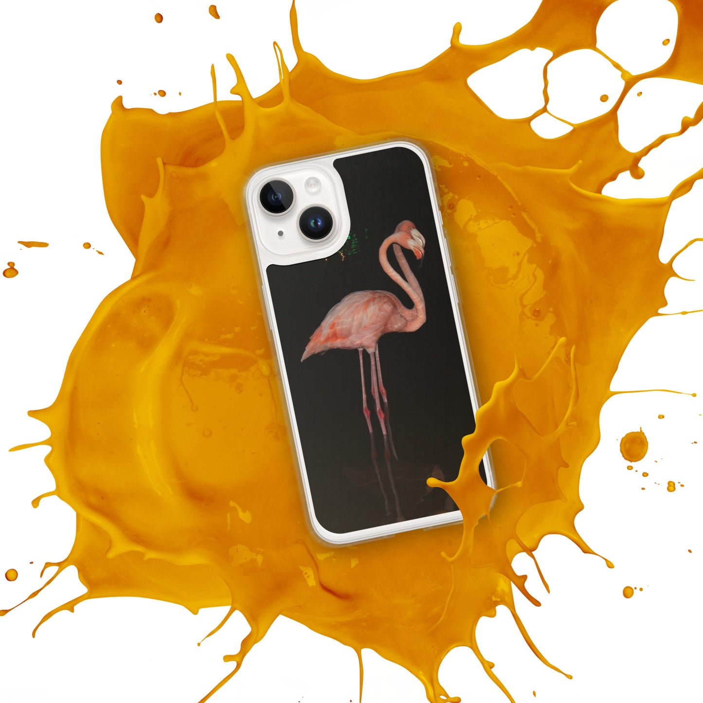 Flamingo couple at night iPhone Case