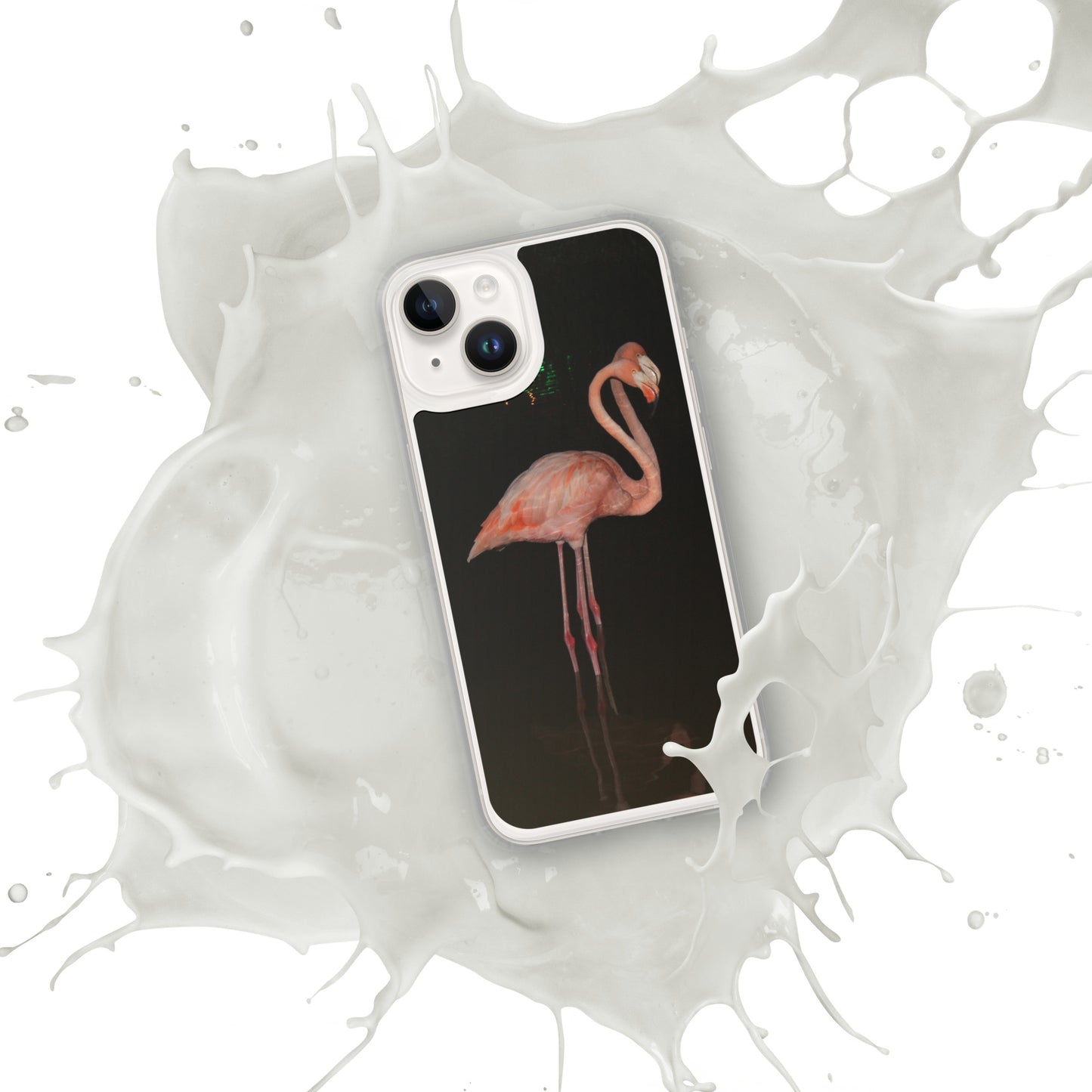 Flamingo couple at night iPhone Case