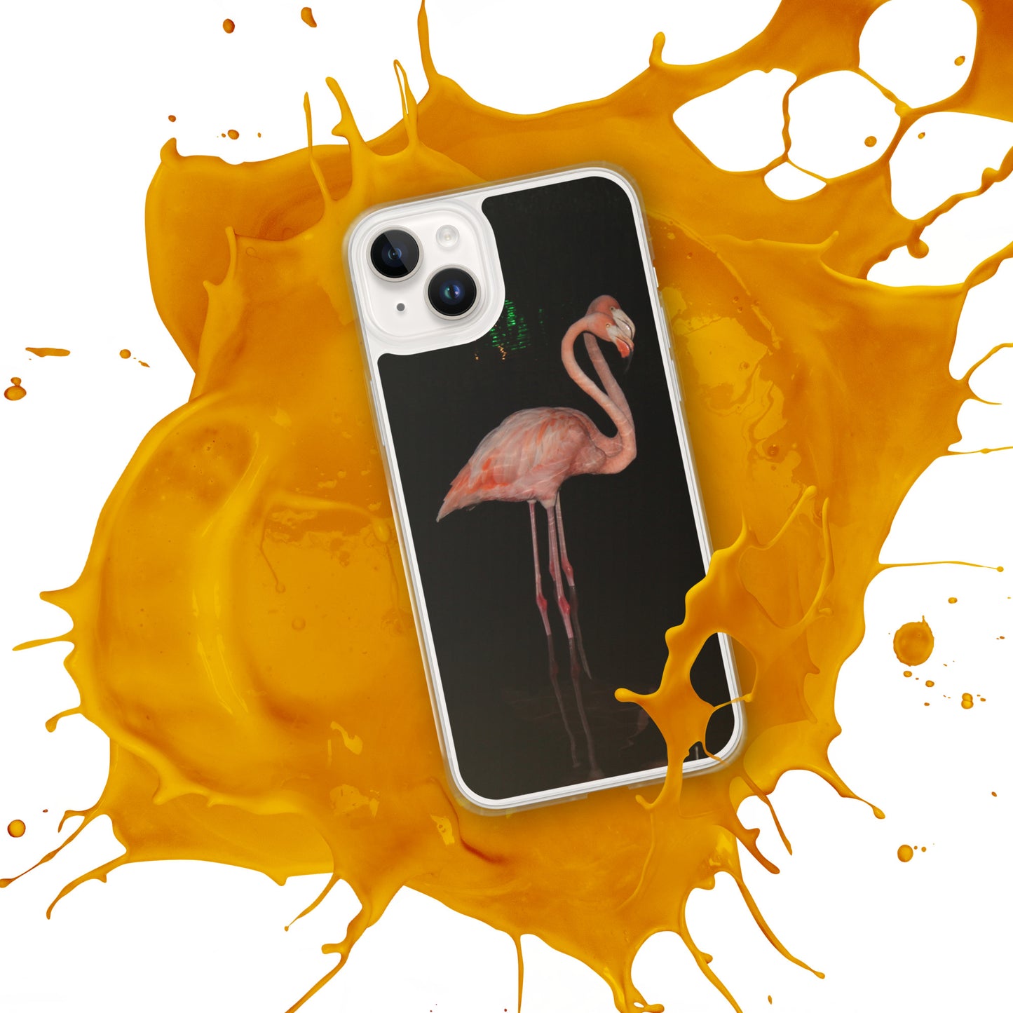 Flamingo couple at night iPhone Case