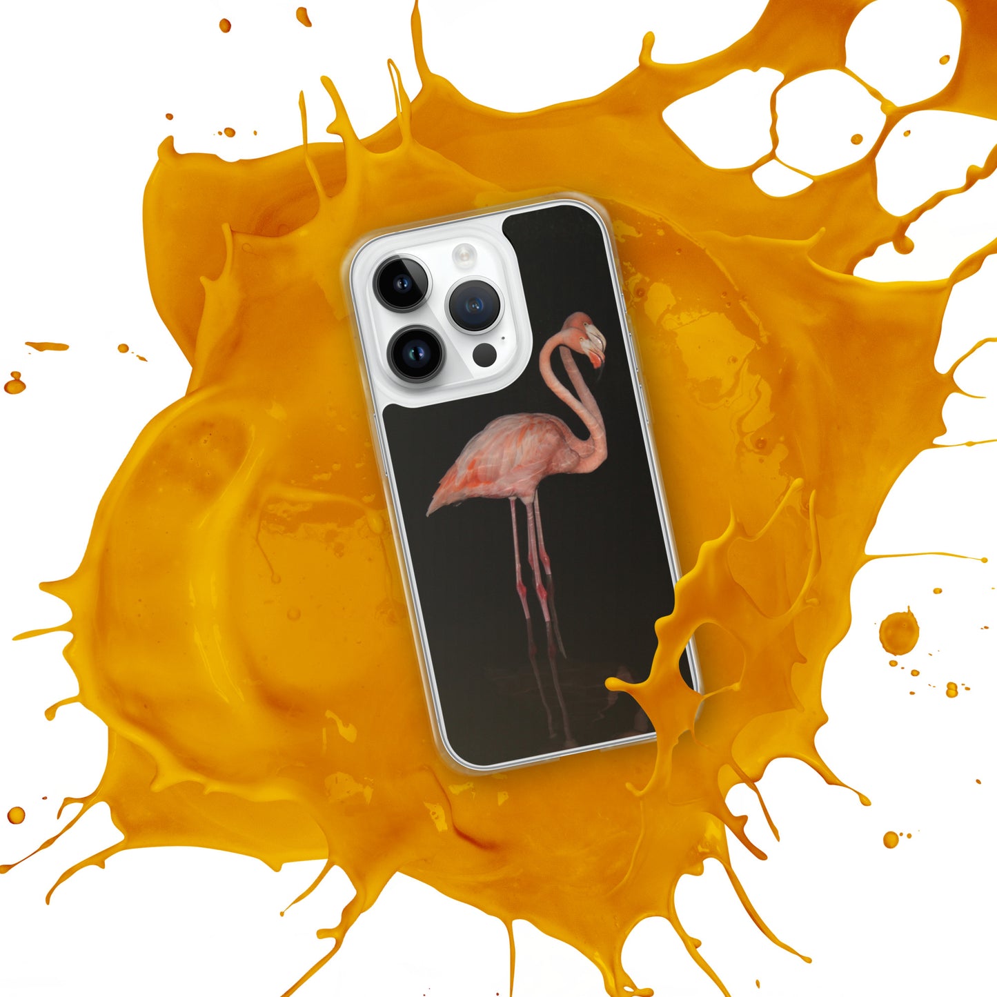 Flamingo couple at night iPhone Case