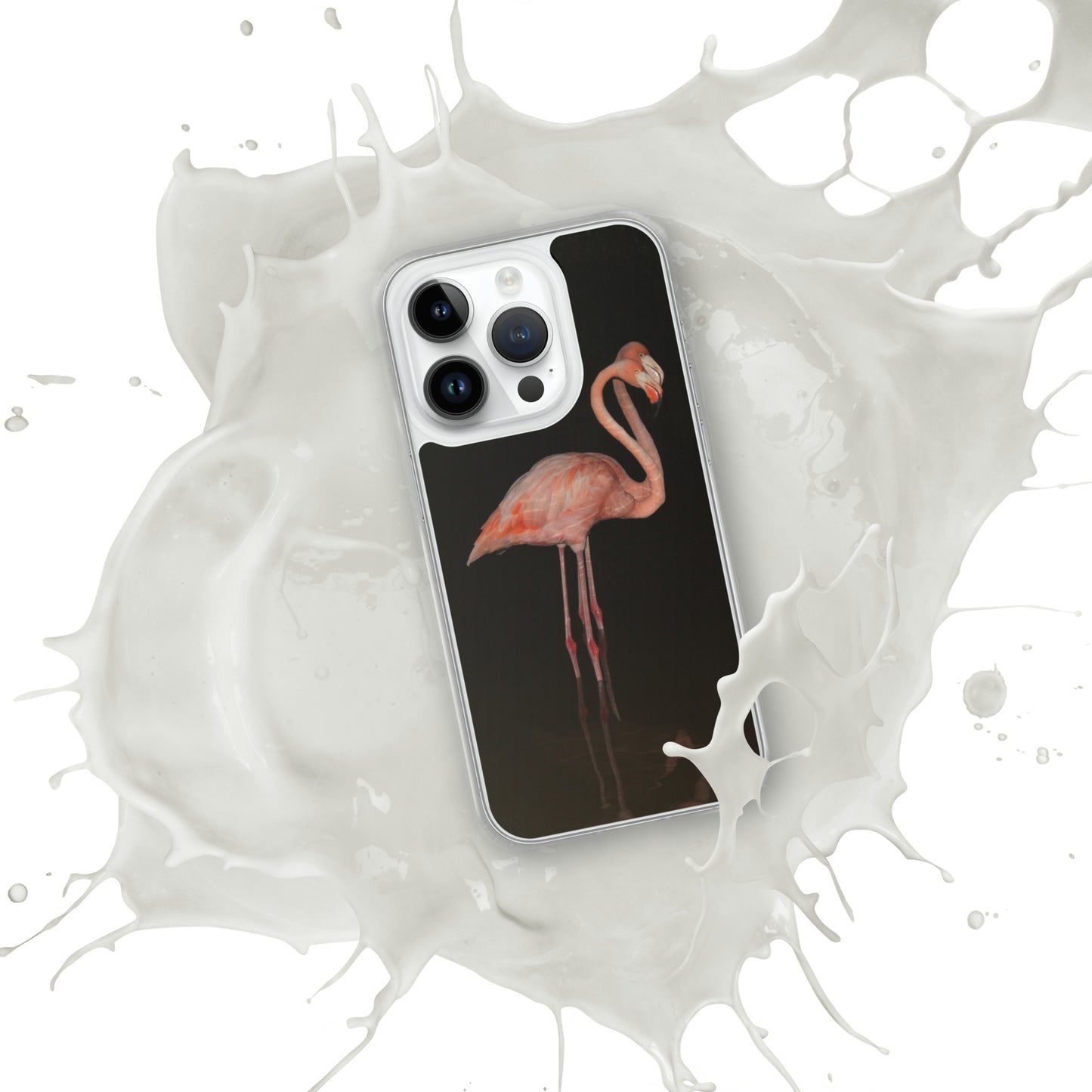 Flamingo couple at night iPhone Case