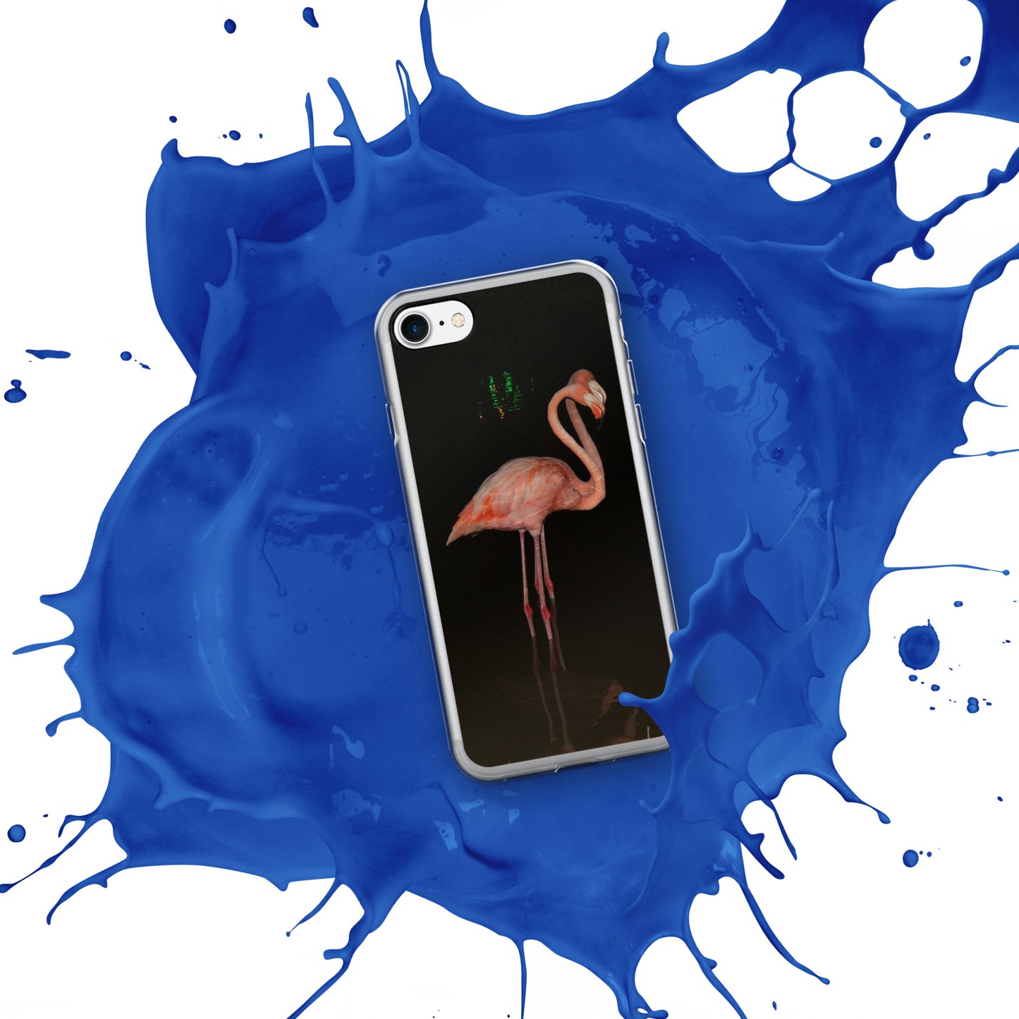 Flamingo couple at night iPhone Case