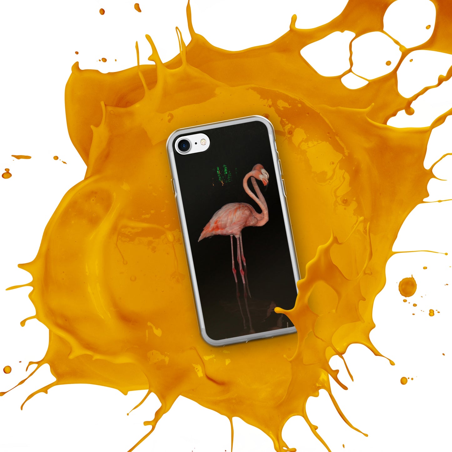 Flamingo couple at night iPhone Case