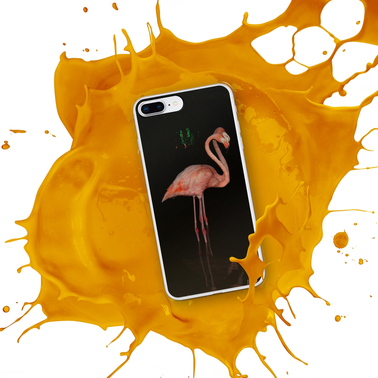 Flamingo couple at night iPhone Case