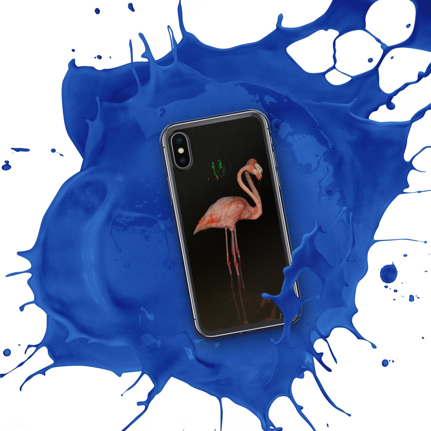 Flamingo couple at night iPhone Case