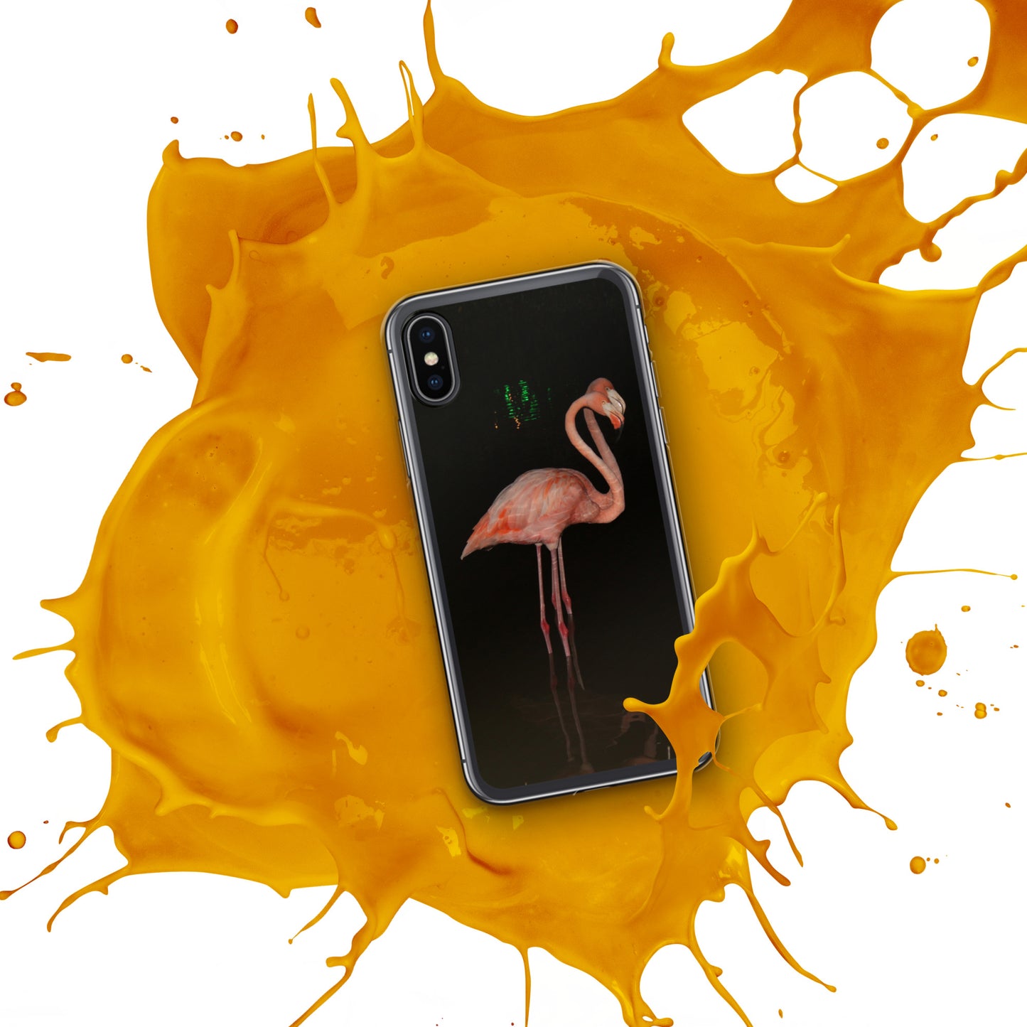 Flamingo couple at night iPhone Case