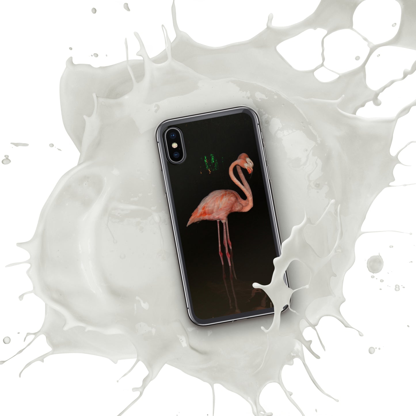 Flamingo couple at night iPhone Case