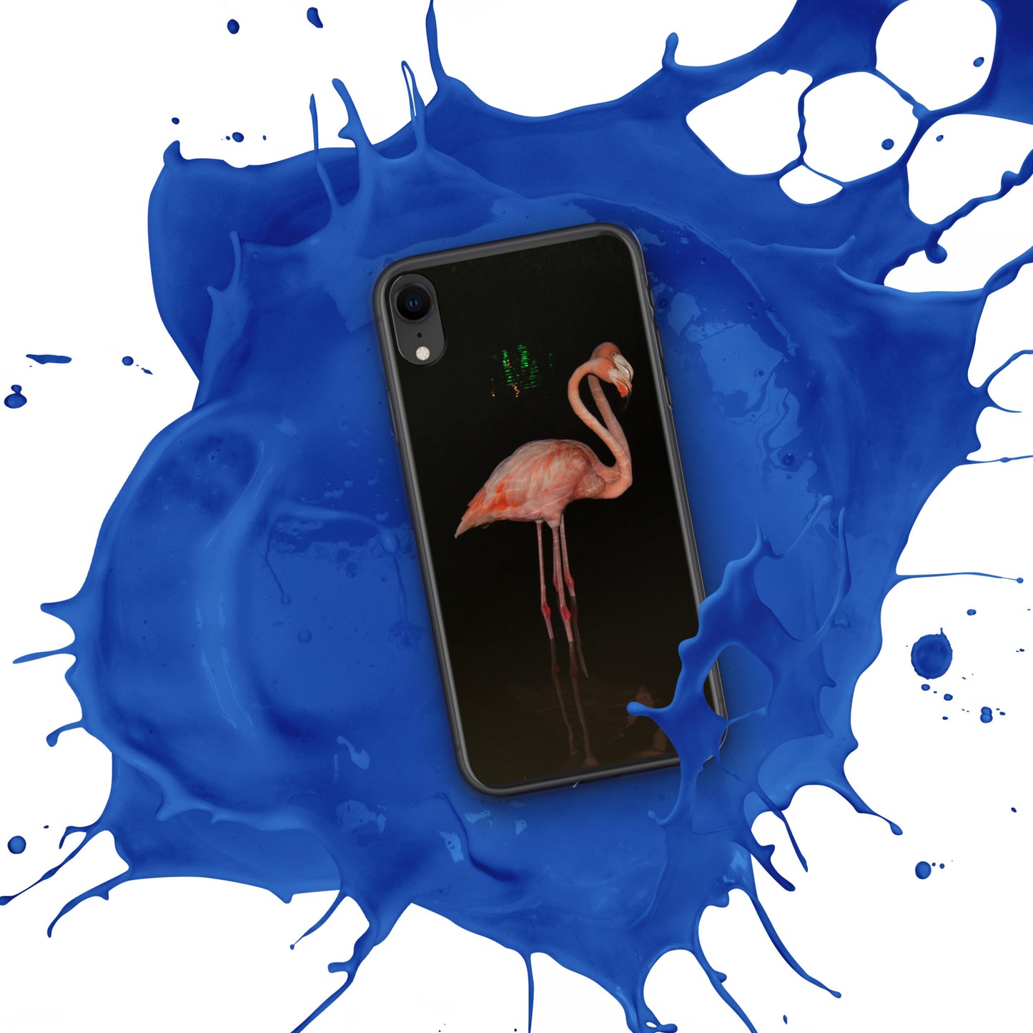 Flamingo couple at night iPhone Case