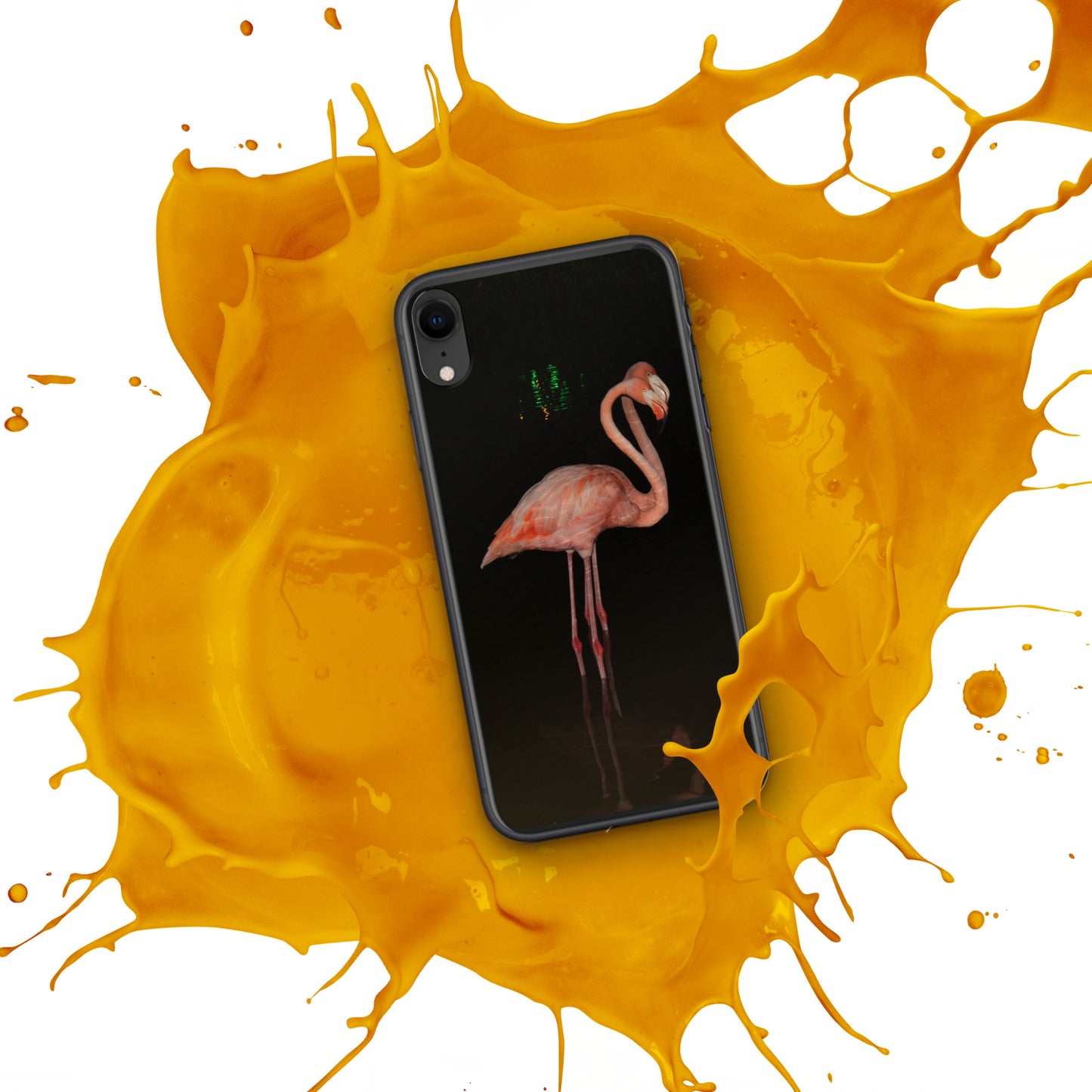 Flamingo couple at night iPhone Case