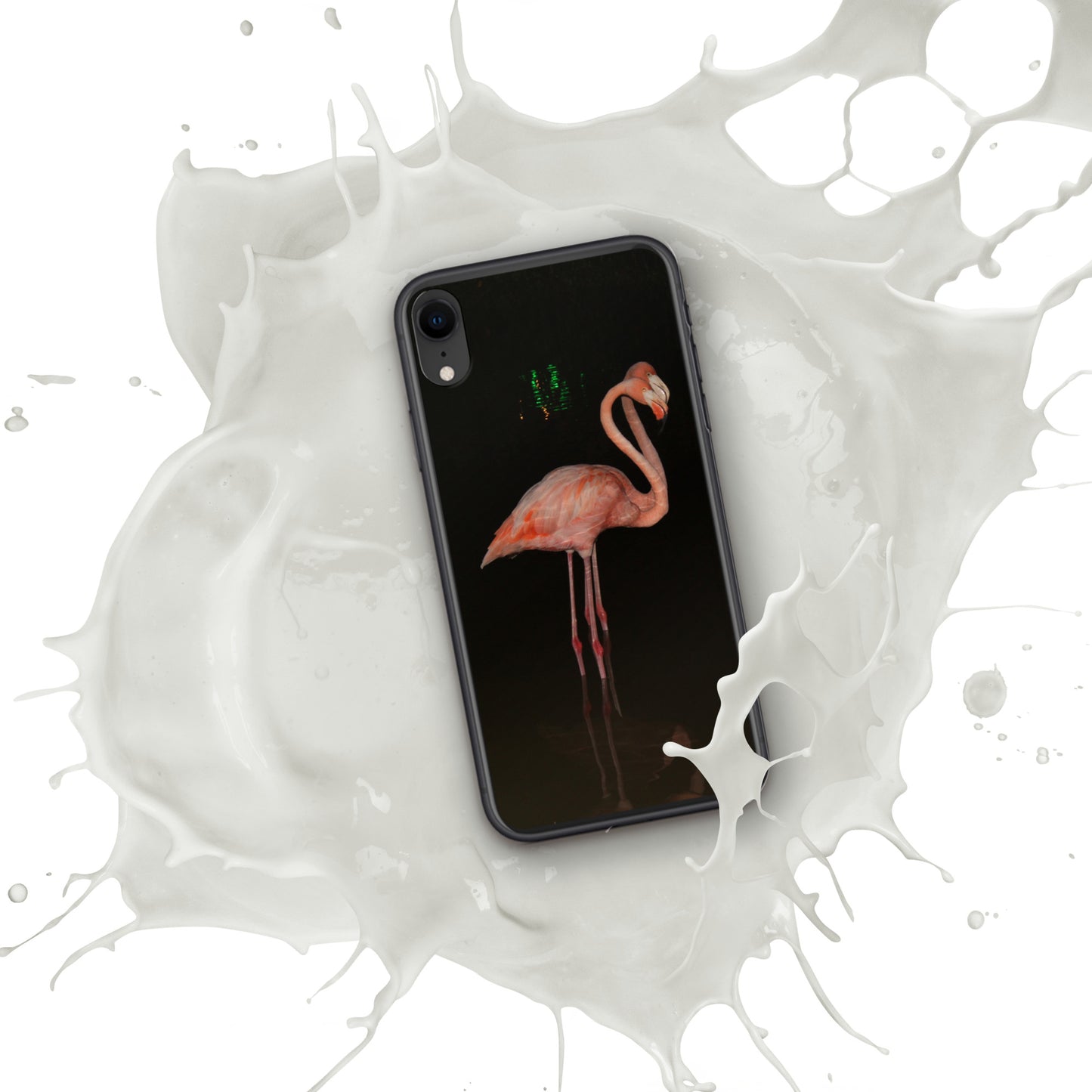 Flamingo couple at night iPhone Case