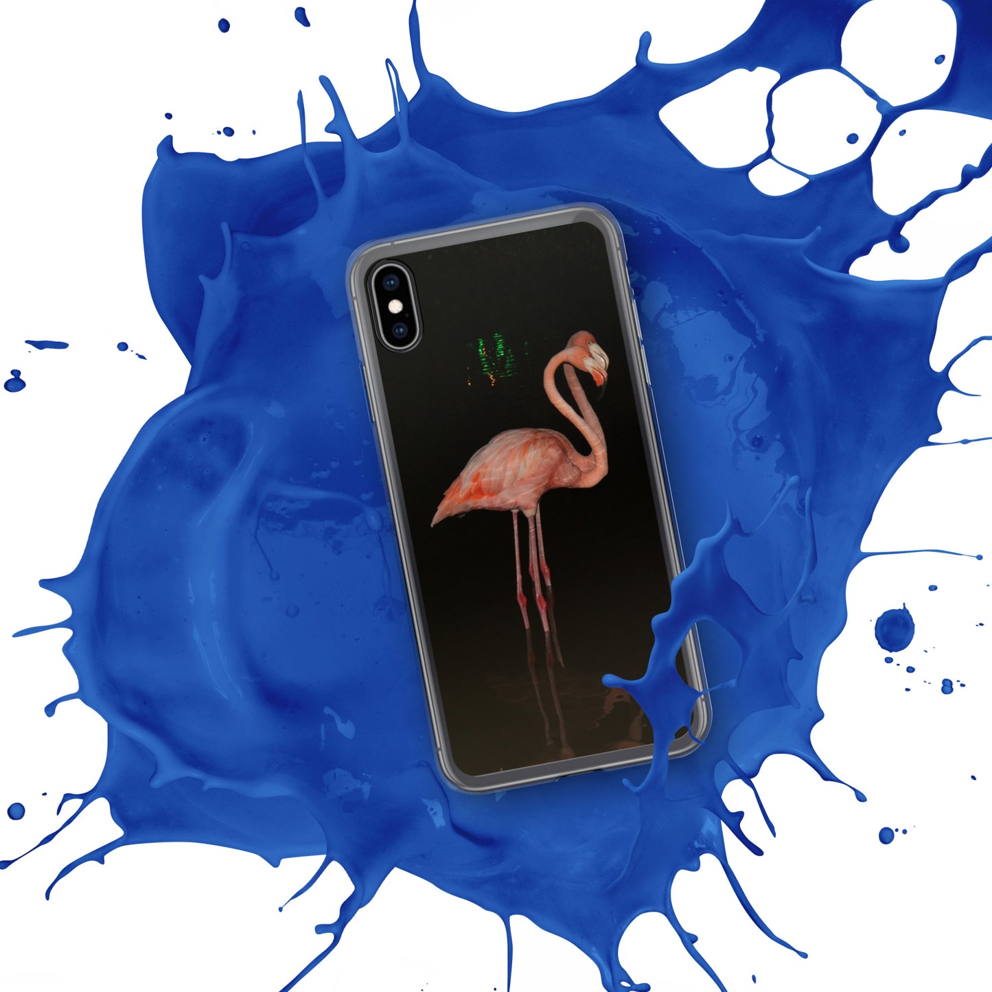 Flamingo couple at night iPhone Case