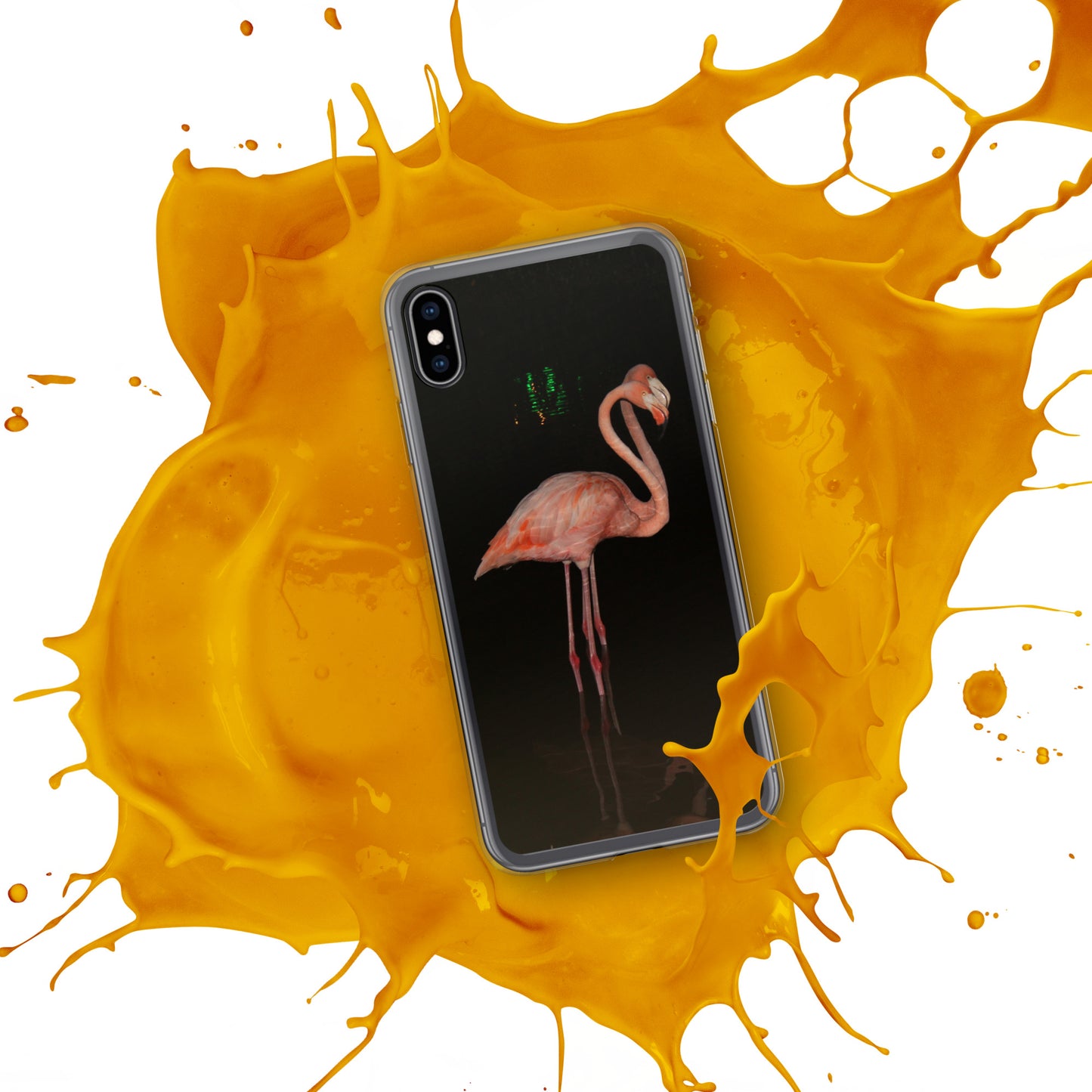 Flamingo couple at night iPhone Case