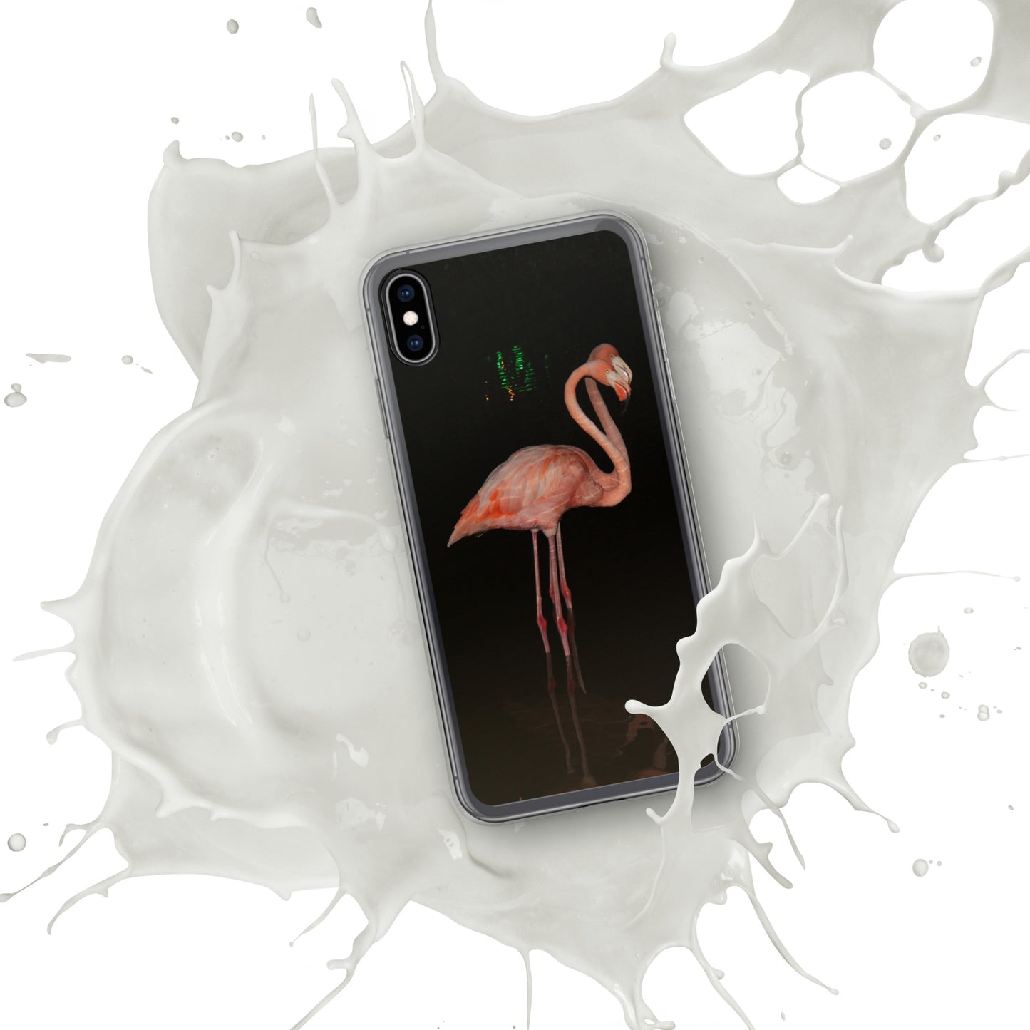 Flamingo couple at night iPhone Case